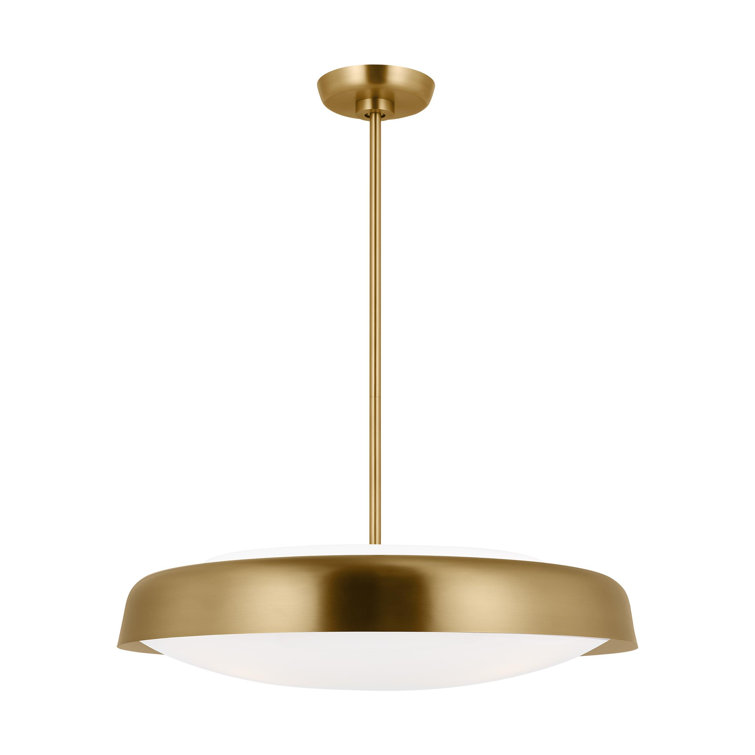 Burnished Brass and Milk Glass 3-Light Pendant