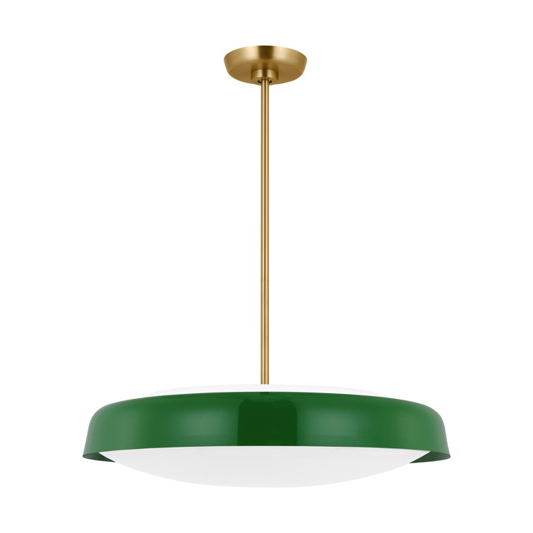 Green and White Milk Glass 3-Light Pendant