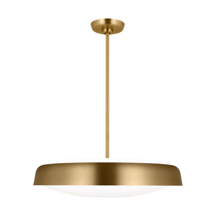 Burnished Brass and Milk Glass 3-Light Pendant