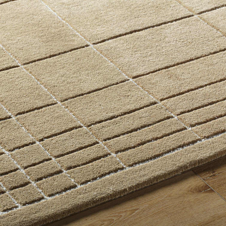Hand Tufted Beige Wool Rectangular Area Rug 8' x 10'