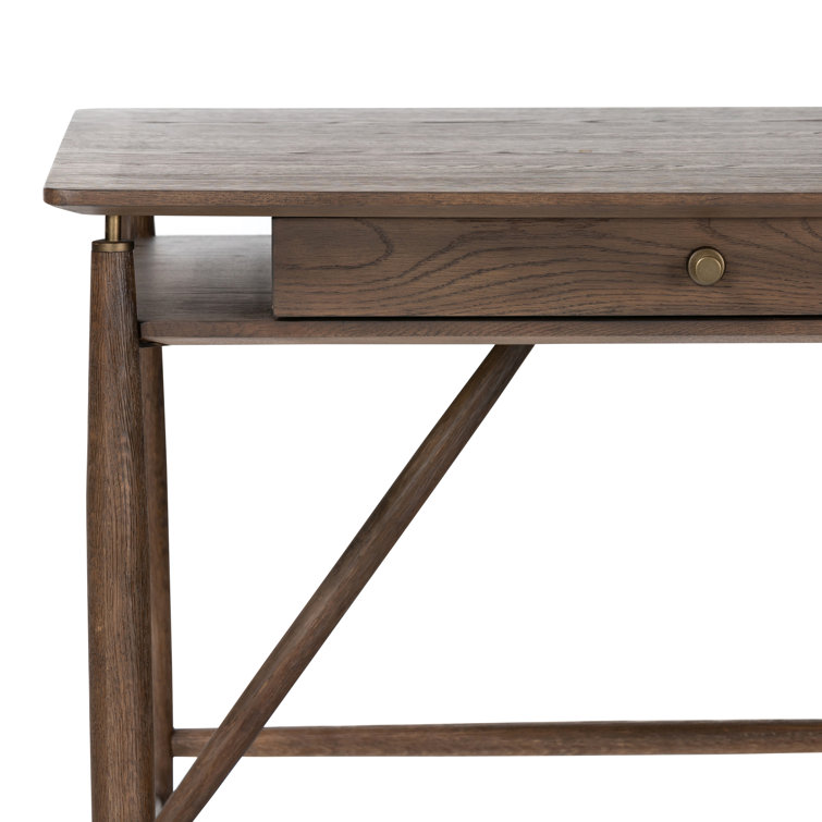 Aged Oak Veneer Writing Desk with Solid Oak Frame