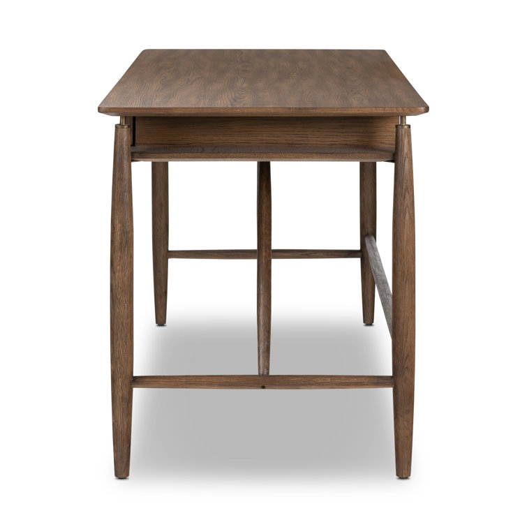 Aged Oak Veneer Writing Desk with Solid Oak Frame