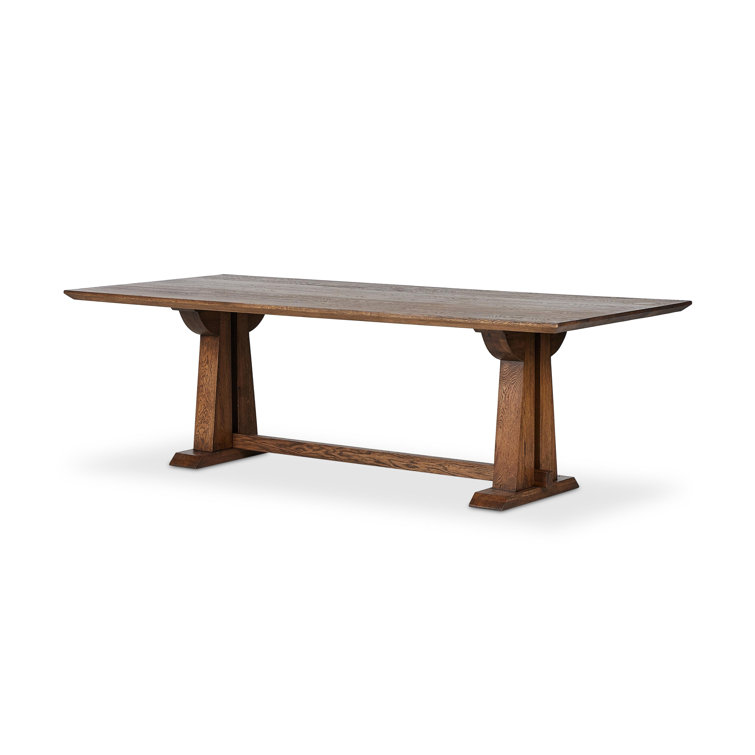 Brown Solid Oak Trestle Dining Table for Ten