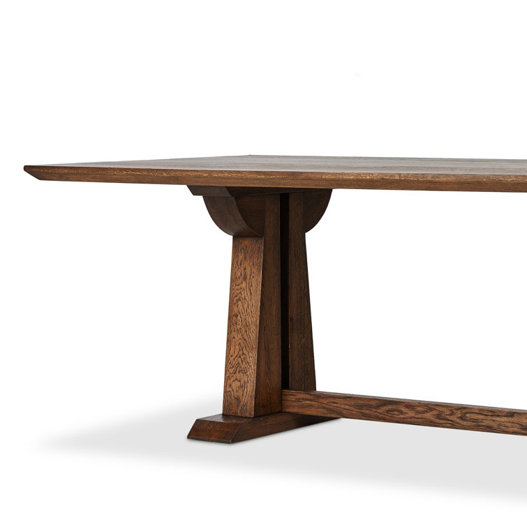 Brown Solid Oak Trestle Dining Table for Ten