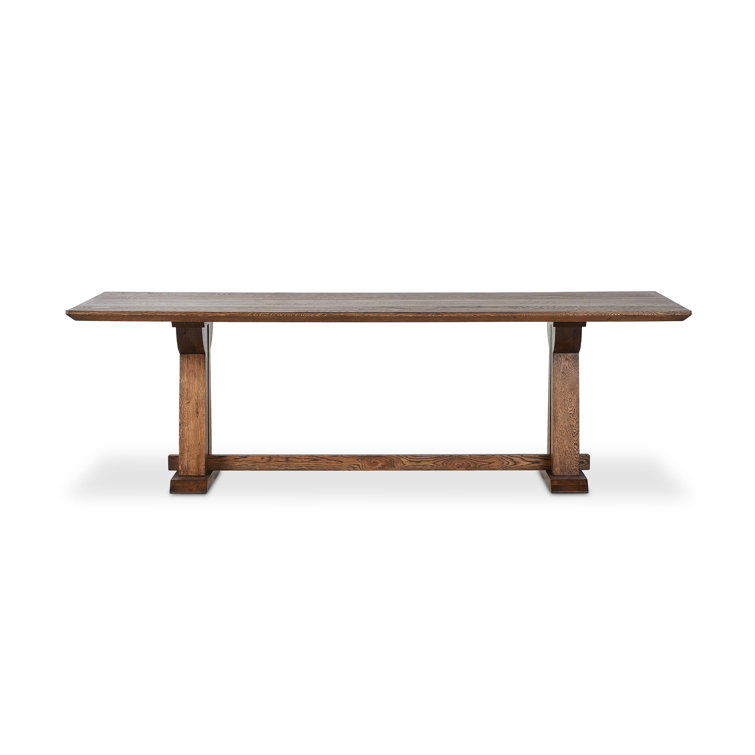 Brown Solid Oak Trestle Dining Table for Ten