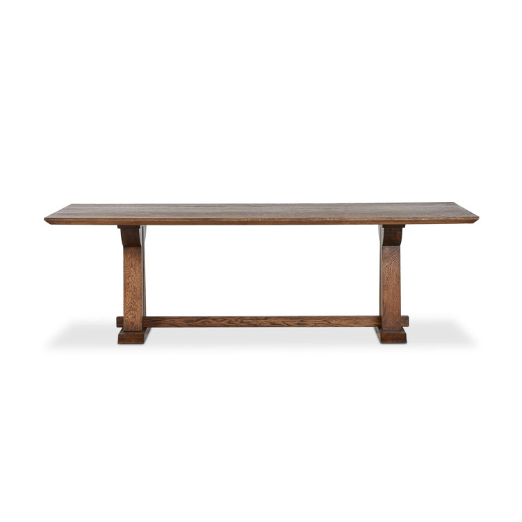Brown Solid Oak Trestle Dining Table for Ten