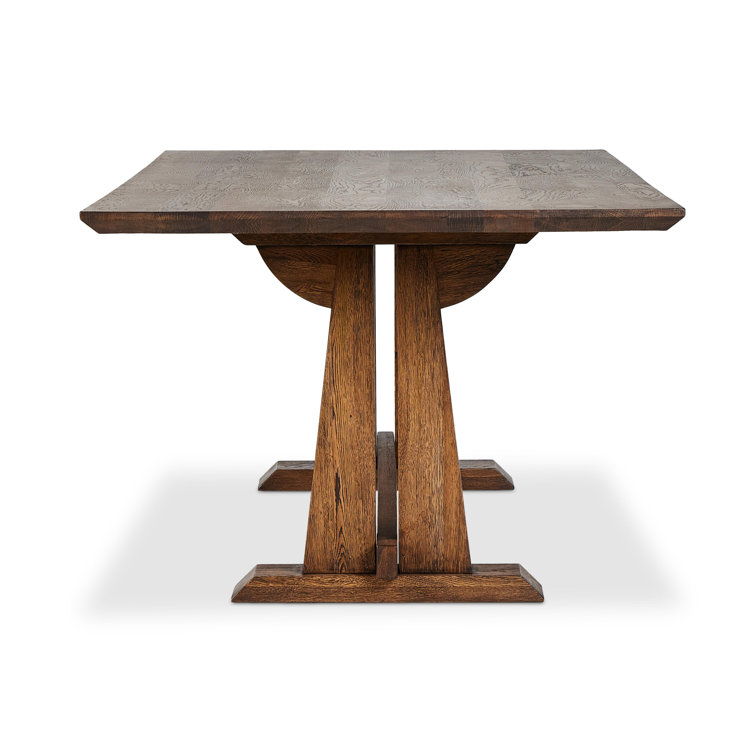 Brown Solid Oak Trestle Dining Table for Ten