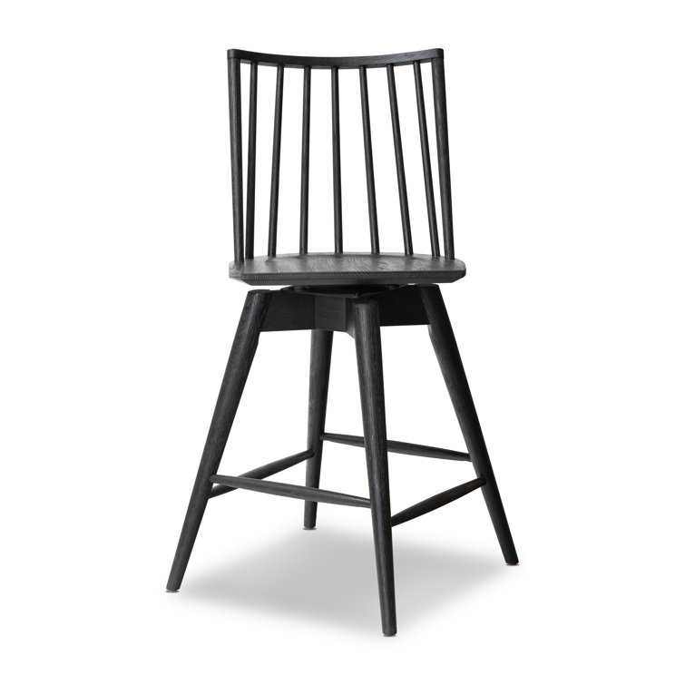 Black Oak Swivel Counter Stool with Full Back