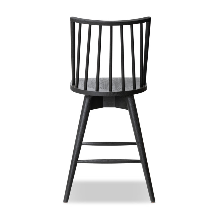 Black Oak Swivel Counter Stool with Full Back