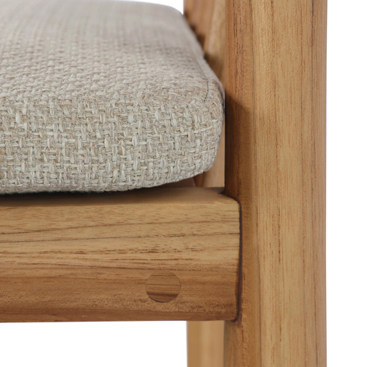 Natural Wood Dining Chair with Cream Cushions