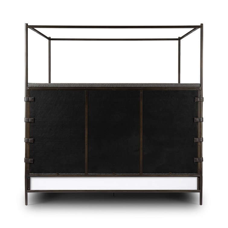 Knoll Charcoal Queen Upholstered Canopy Bed with Metal Frame