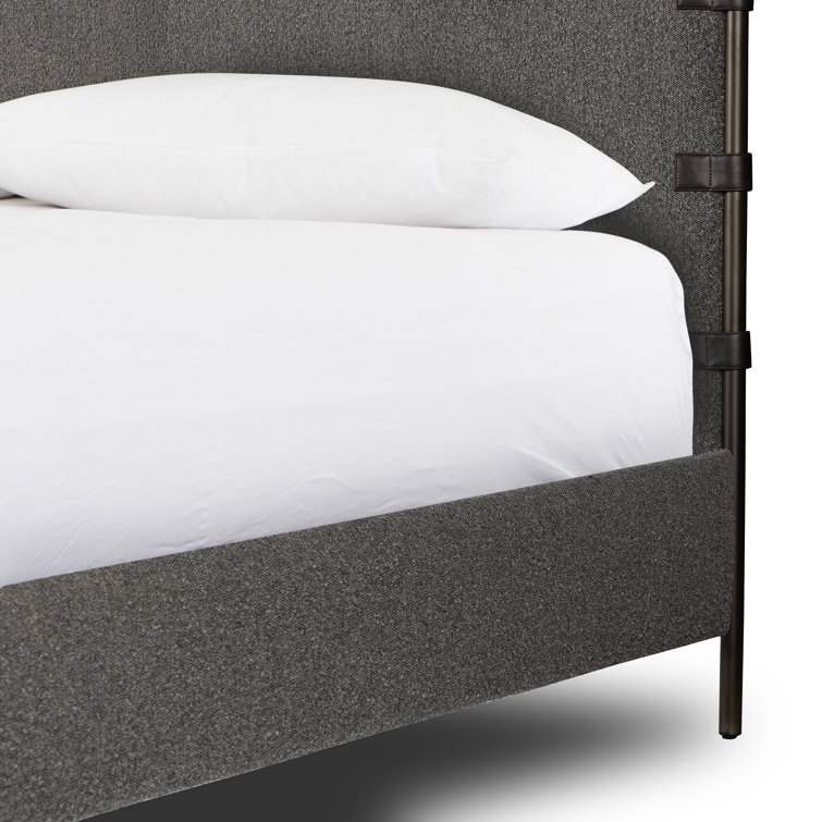 Knoll Charcoal Queen Upholstered Canopy Bed with Metal Frame