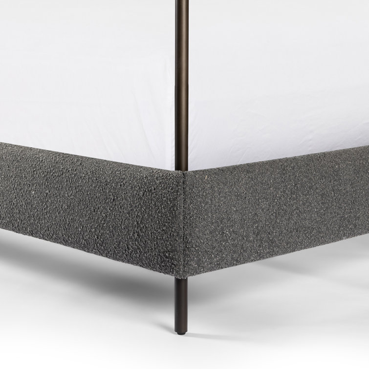 Knoll Charcoal Queen Upholstered Canopy Bed with Metal Frame