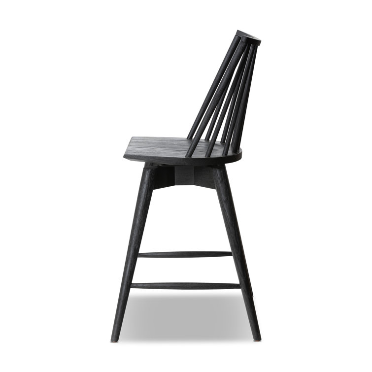Black Oak Swivel Counter Stool with Full Back