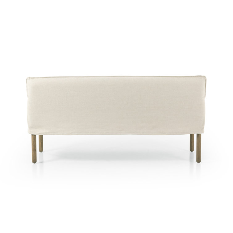Belgian Linen Slipcovered Loveseat with Solid Oak Legs