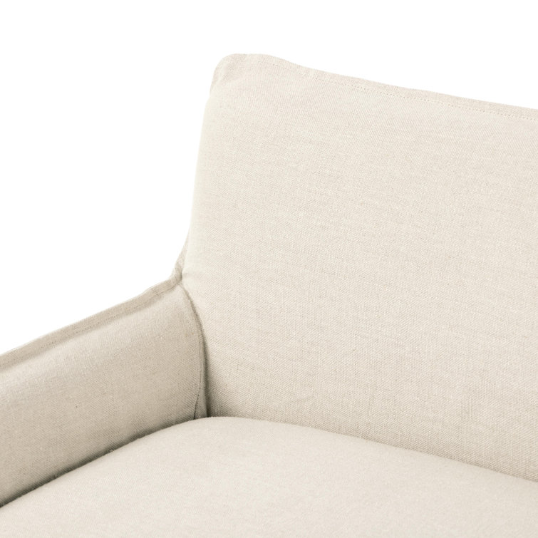 Belgian Linen Slipcovered Loveseat with Solid Oak Legs
