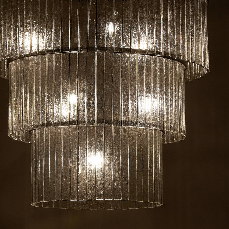 Meredith Large Black Textured Glass Chandelier
