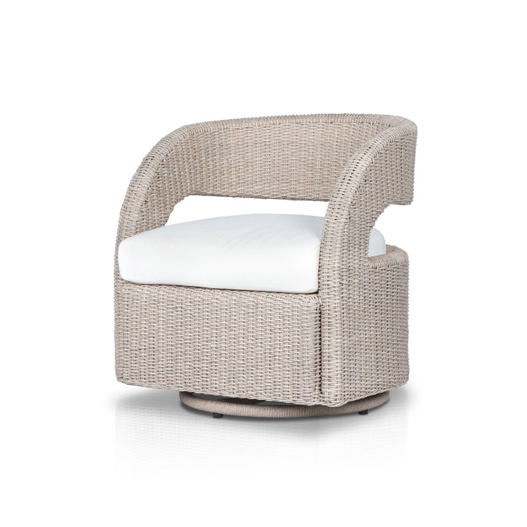Vintage White Outdoor Swivel Chair with Cushions