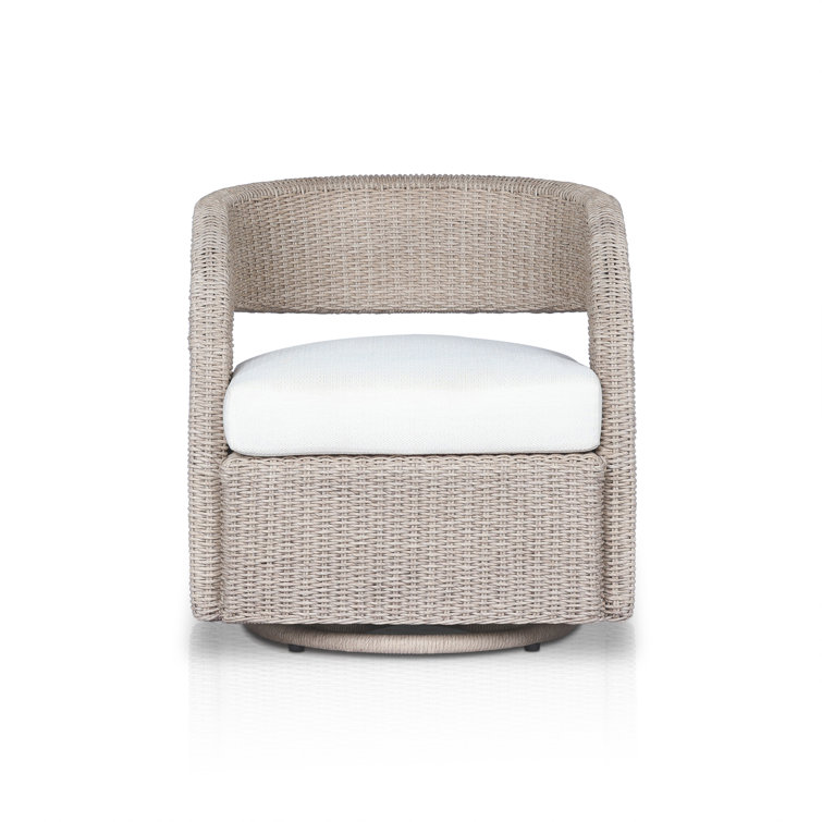 Vintage White Outdoor Swivel Chair with Cushions