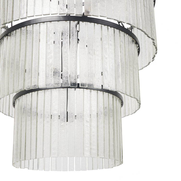 Meredith Large Black Textured Glass Chandelier