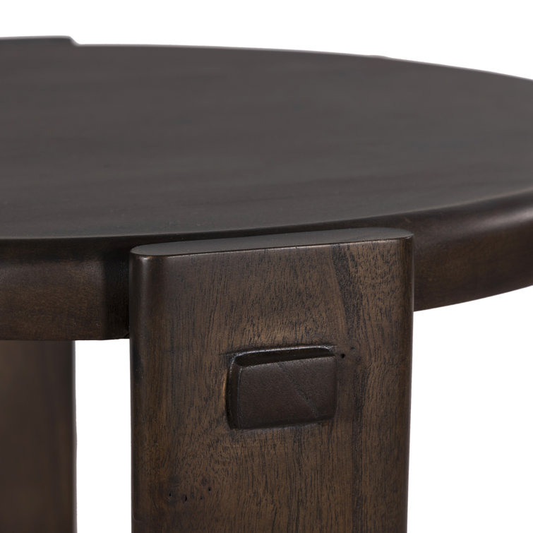 Round Dark Brown Two-Tier Wood End Table