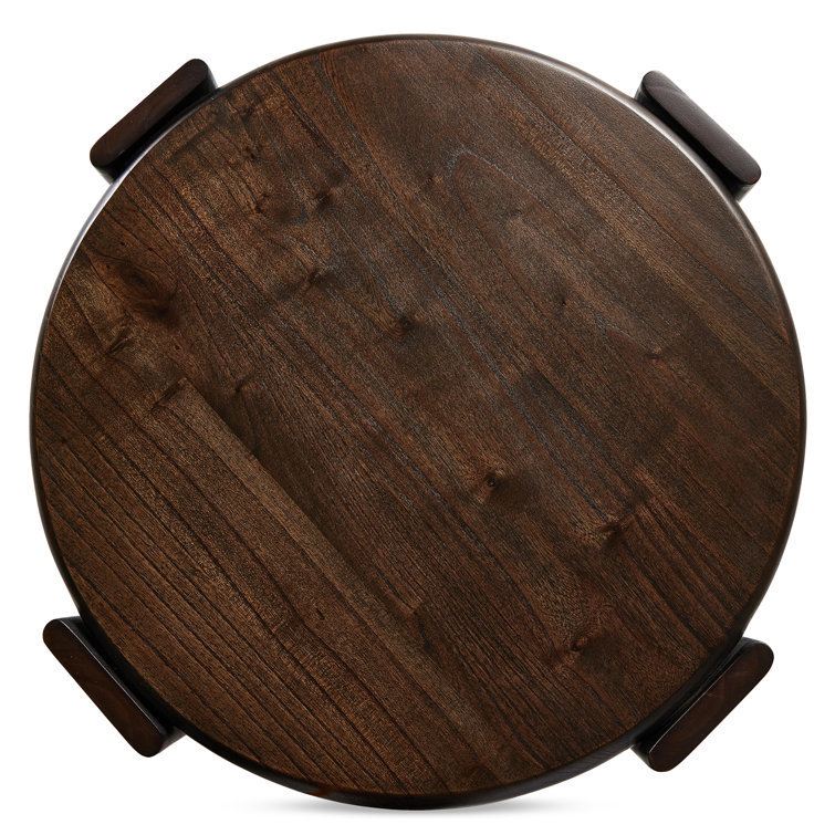 Round Dark Brown Two-Tier Wood End Table