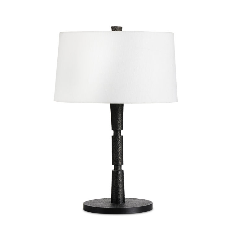 Black Textured Metal Table Lamp with White Shade