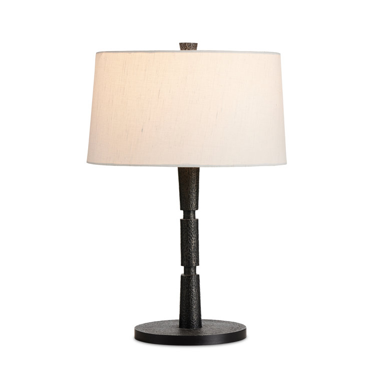 Black Textured Metal Table Lamp with White Shade