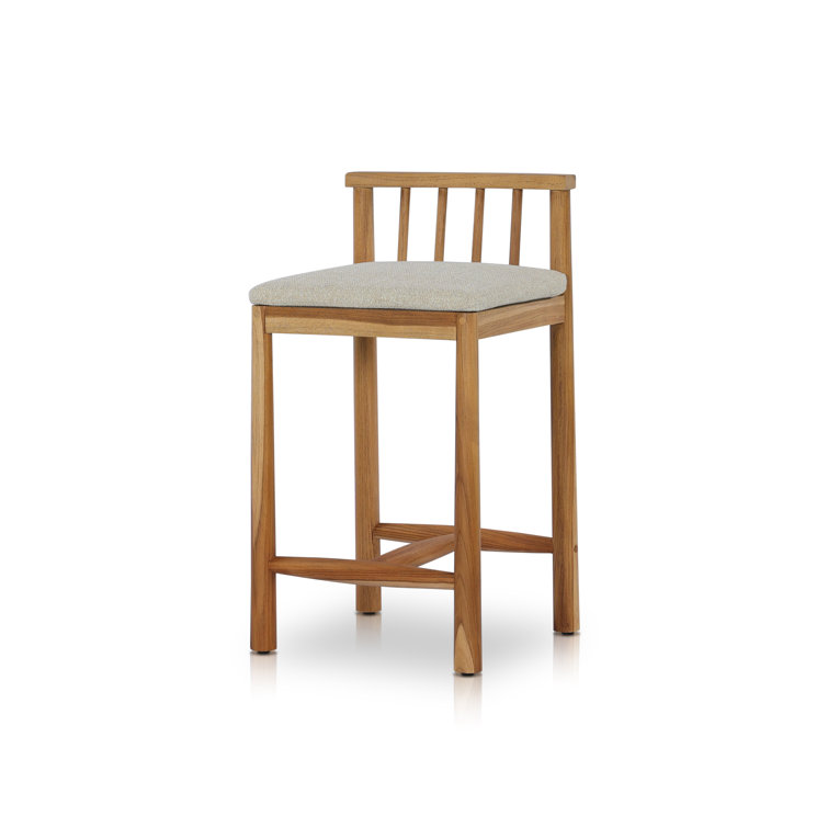Natural Wood Dining Chair with Cream Cushions