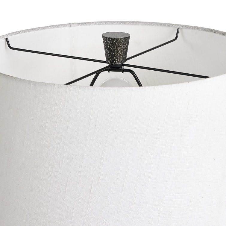 Black Textured Metal Table Lamp with White Shade