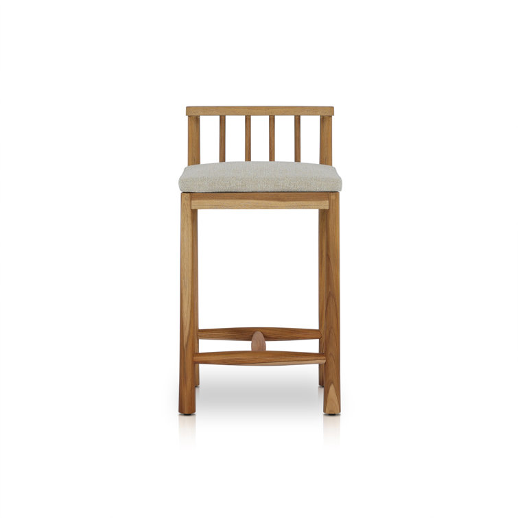 Natural Wood Dining Chair with Cream Cushions