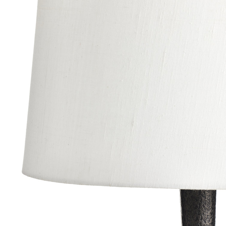 Black Textured Metal Table Lamp with White Shade