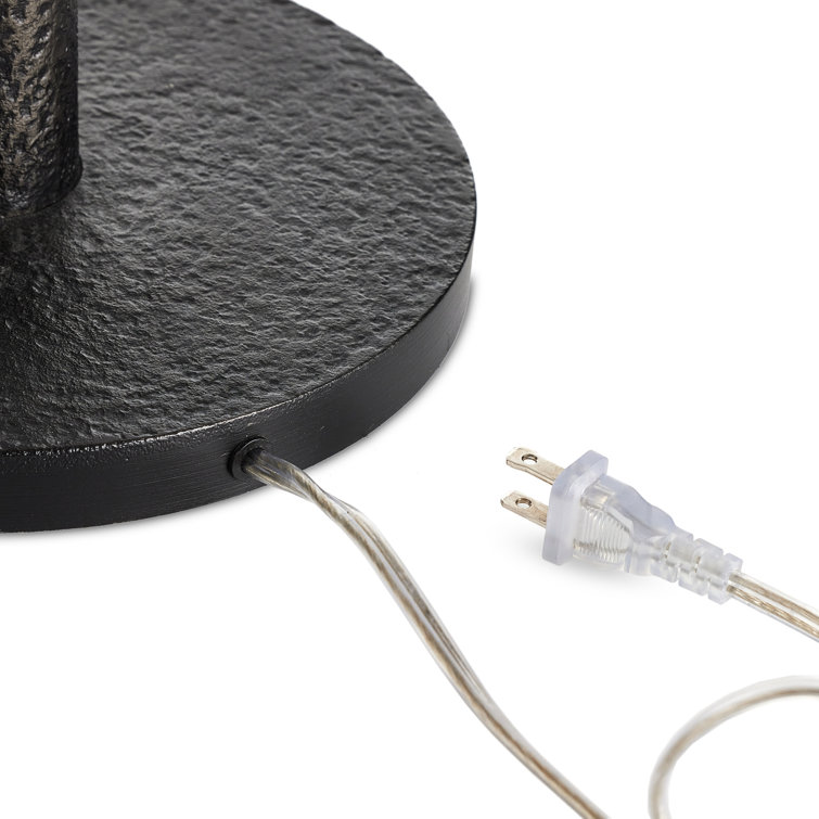 Black Textured Metal Table Lamp with White Shade