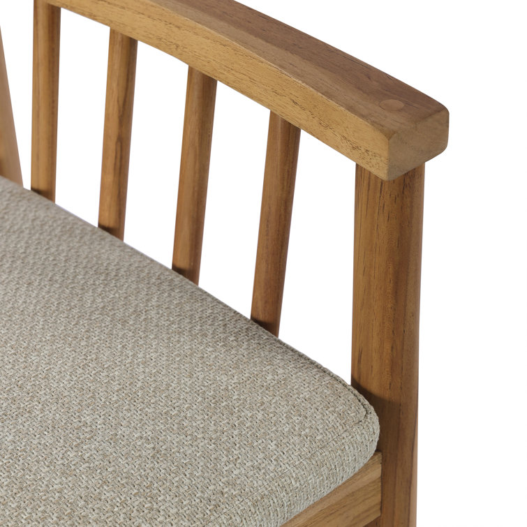 Natural Wood Dining Chair with Cream Cushions