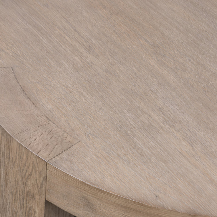 Round Warm Natural Oak Coffee Table with Storage