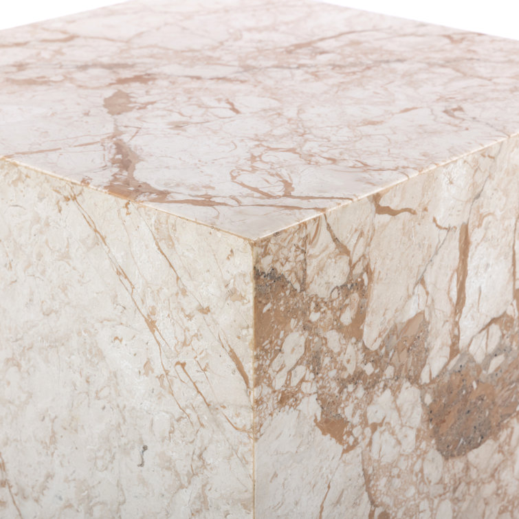 Desert Taupe Marble Rectangular Plinth End Table