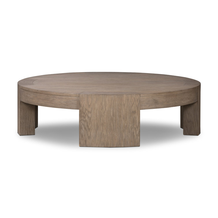 Round Warm Natural Oak Coffee Table with Storage