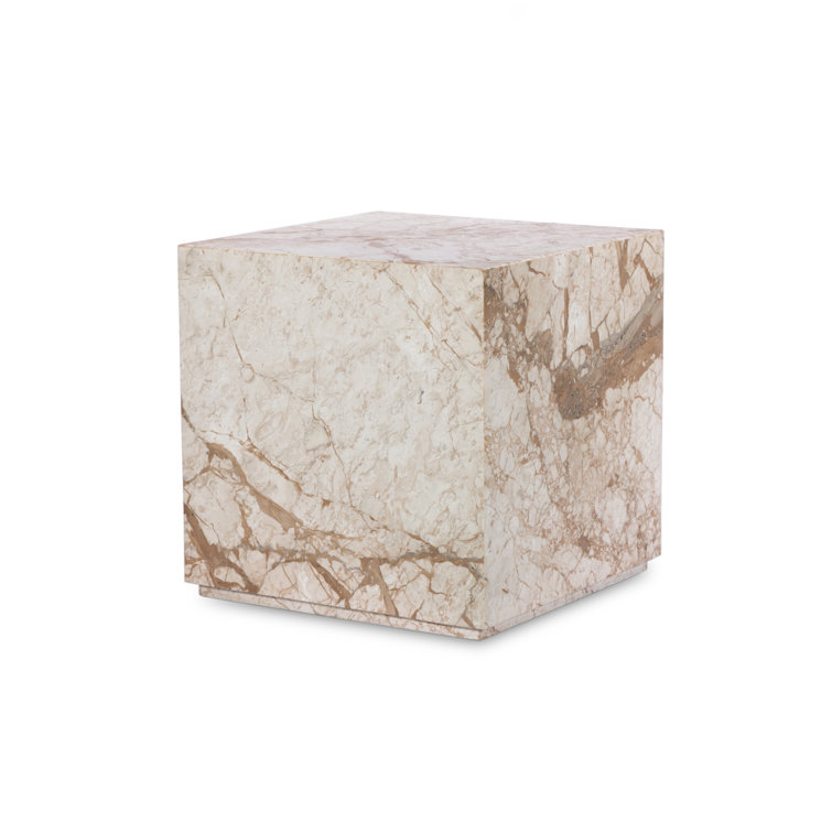 Desert Taupe Marble Rectangular Plinth End Table
