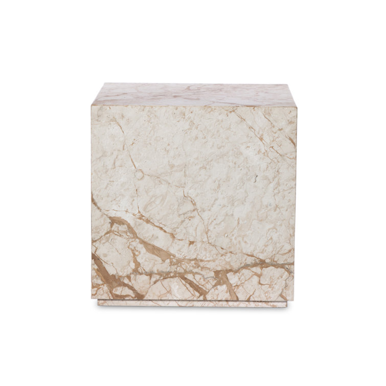 Desert Taupe Marble Rectangular Plinth End Table