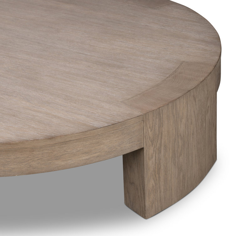 Round Warm Natural Oak Coffee Table with Storage
