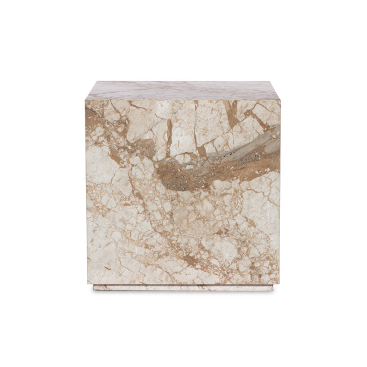 Desert Taupe Marble Rectangular Plinth End Table