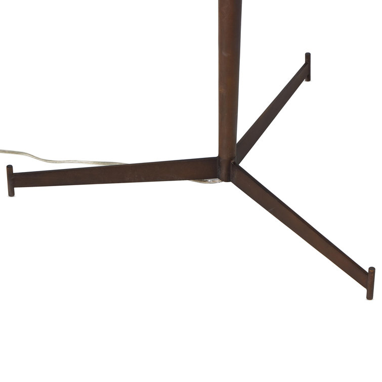 Mid-Century Modern Dark Brown Tripod Floor Lamp with Linen Shade