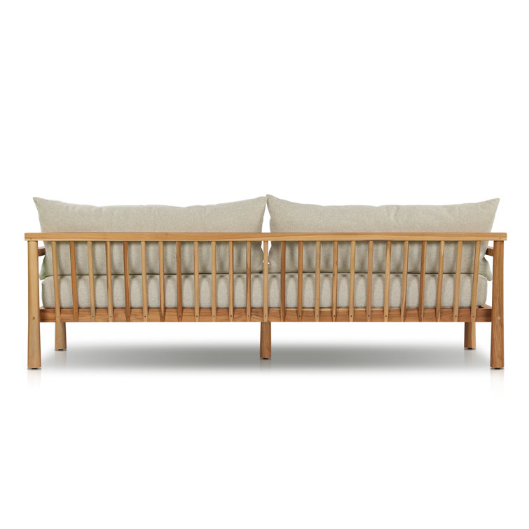 Naria 96'' Medium Brown Teak Outdoor Sofa with Cream Cushions
