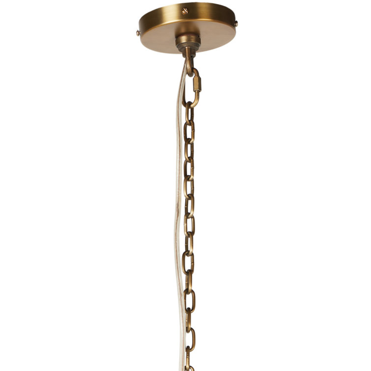 Antique Brass 36" 6-Light Chandelier with Frosted Glass Shades