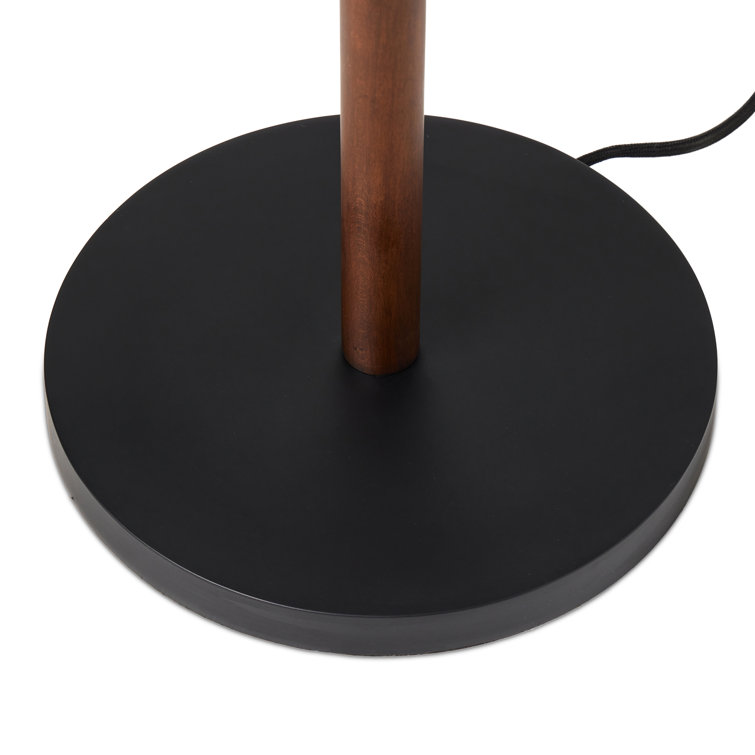 Black Adjustable Arc Floor Lamp with Linen Shade