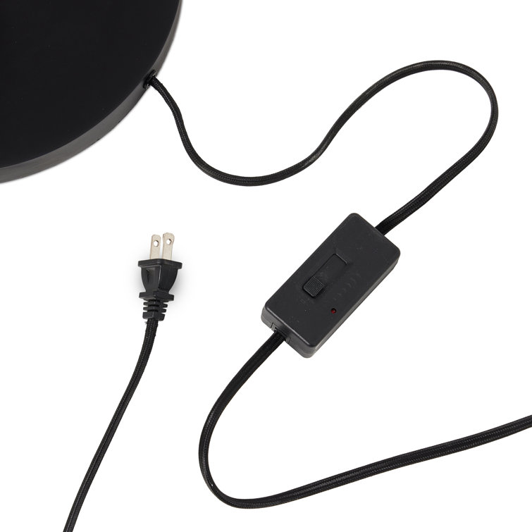 Black Adjustable Arc Floor Lamp with Linen Shade