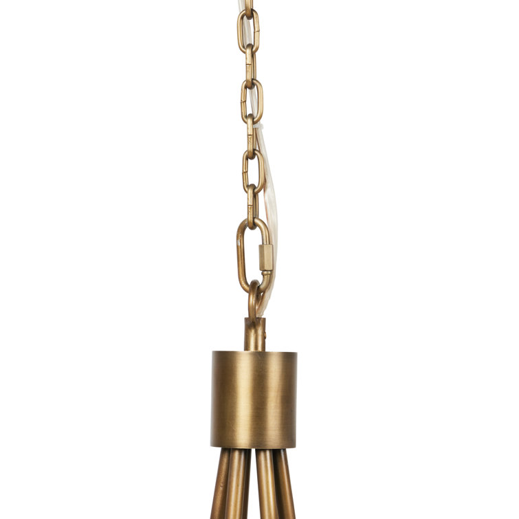 Antique Brass 36" 6-Light Chandelier with Frosted Glass Shades