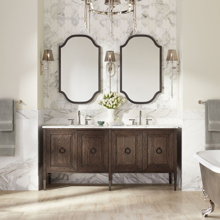 Willowmere 71" Weathered Oak Double Bathroom Vanity Base