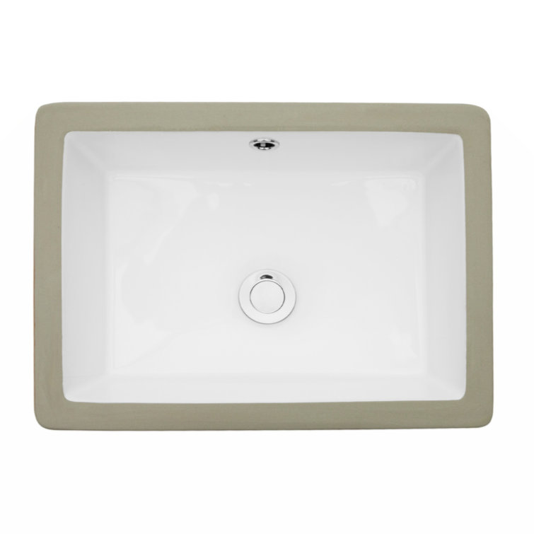 22" White Ceramic Rectangular Undermount Bathroom Sink