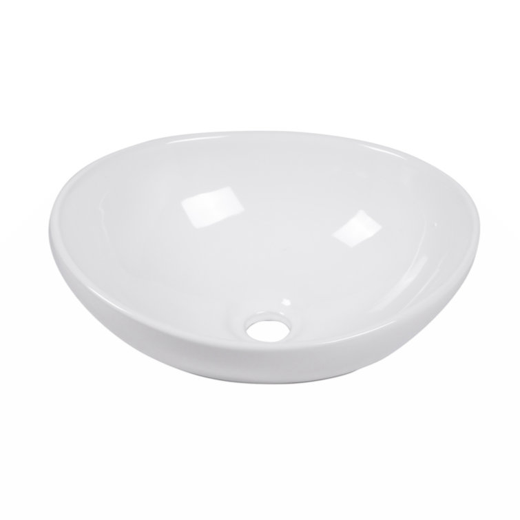 Glossy White Rectangular Ceramic Bathroom Sink